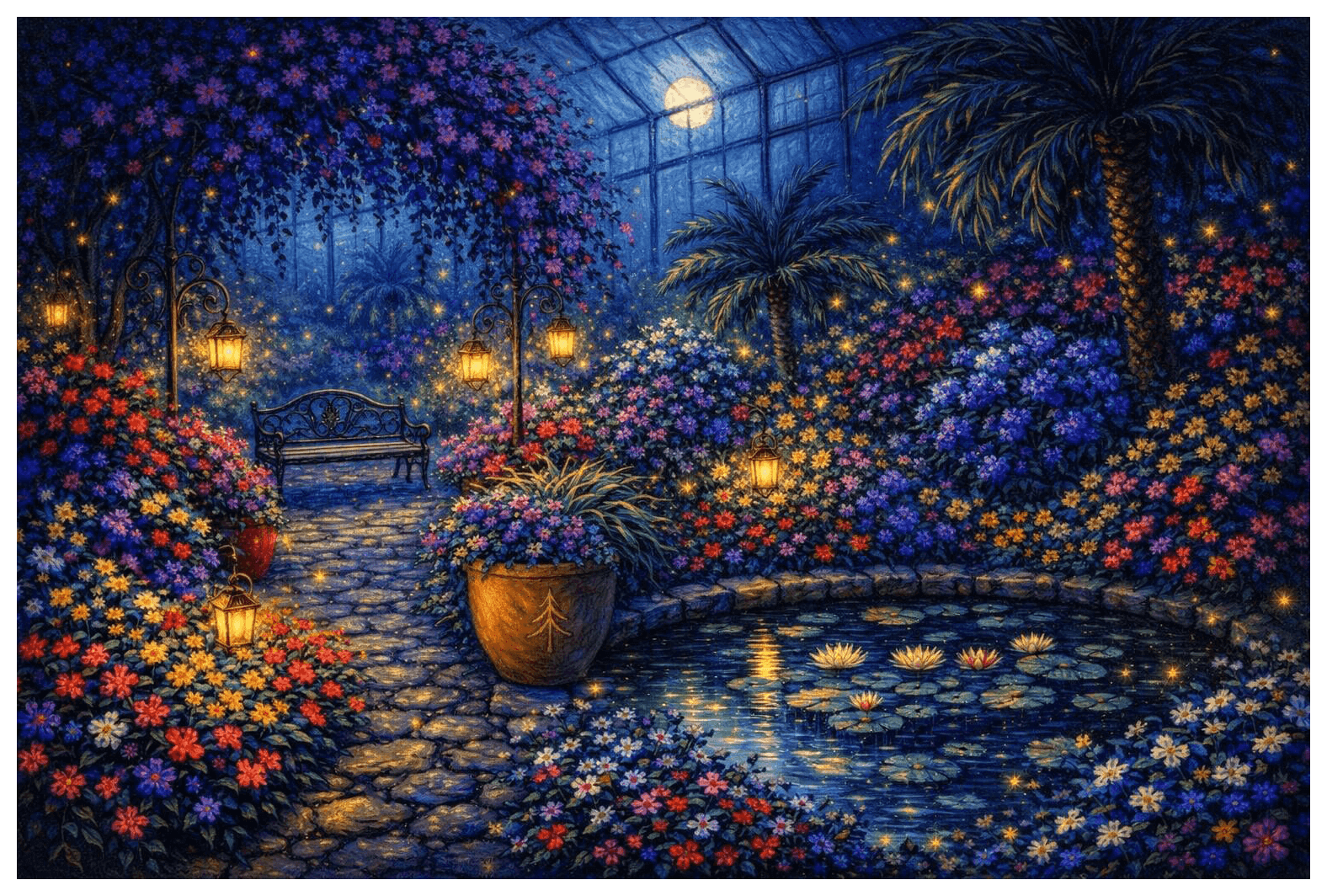 Nighttime Evergreen Conservatory | Premium Wooden Jigsaw Puzzle - Image 2