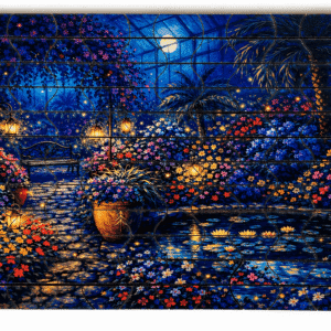 Nighttime Evergreen Conservatory | Premium Wooden Jigsaw Puzzle - Image 3