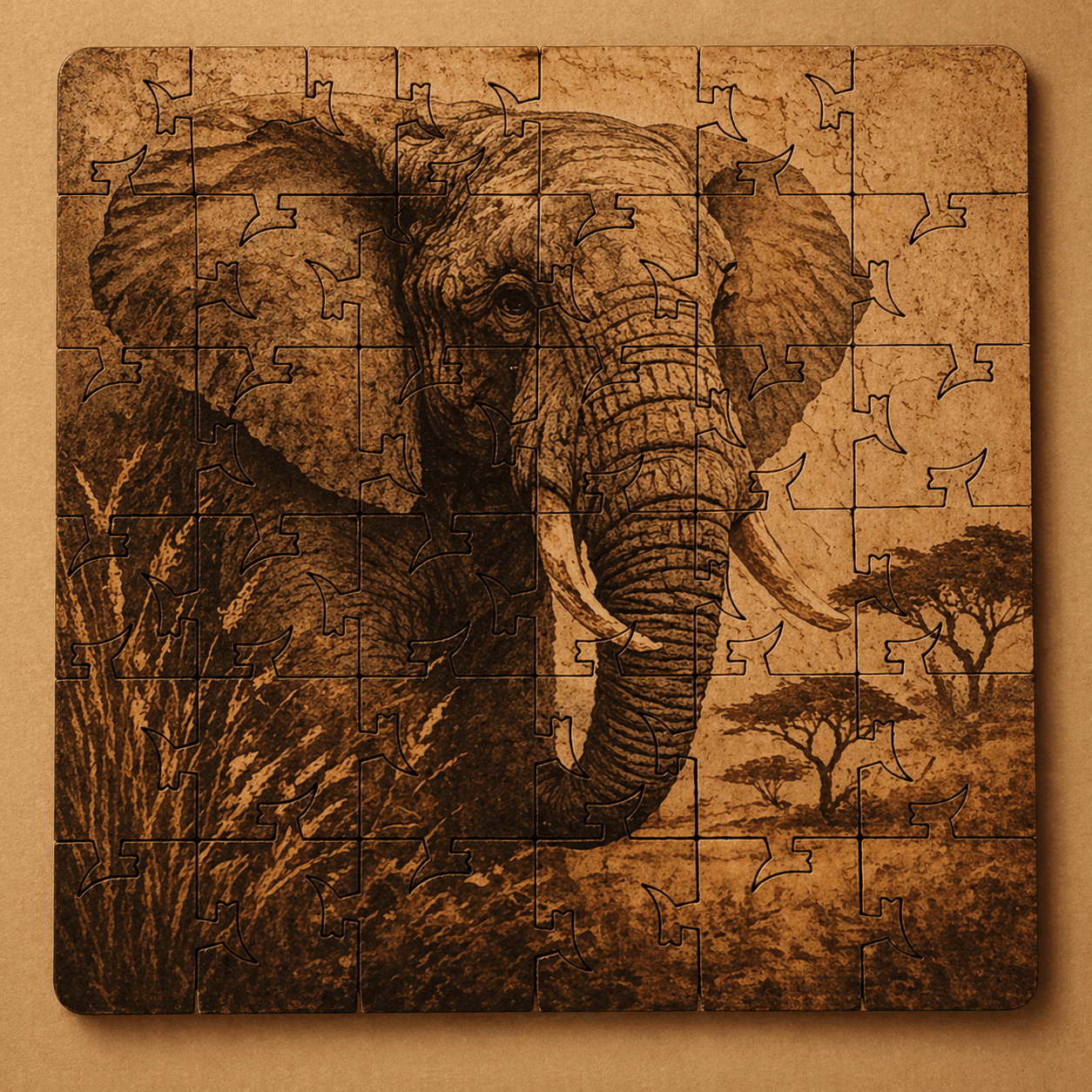 Safari Puzzle Coaster Set | Wooden Puzzle Coasters - Image 8