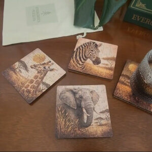 Safari Puzzle Coaster Set | Wooden Puzzle Coasters - Image 5