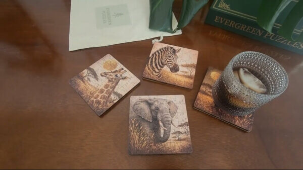 Safari Puzzle Coaster Set | Wooden Puzzle Coasters