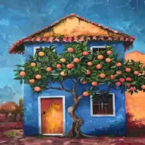 Evergreen Orange Tree Paradise landscape wooden jigsaw puzzle