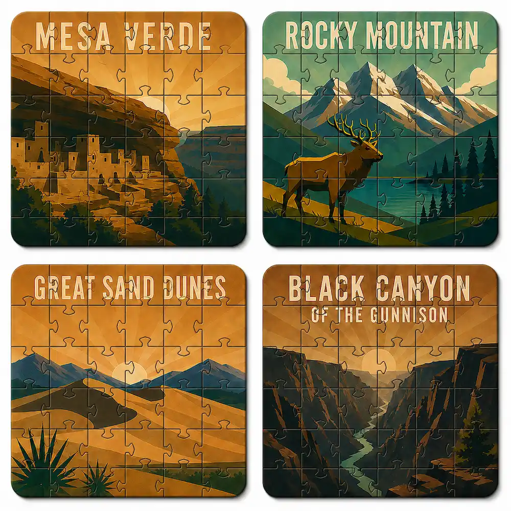 Colorado National Parks Puzzle Coaster Set | Wooden Puzzle Coasters - Image 3