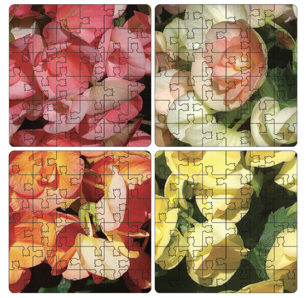 Flower Puzzle Coaster Set | Wooden Puzzle Coasters