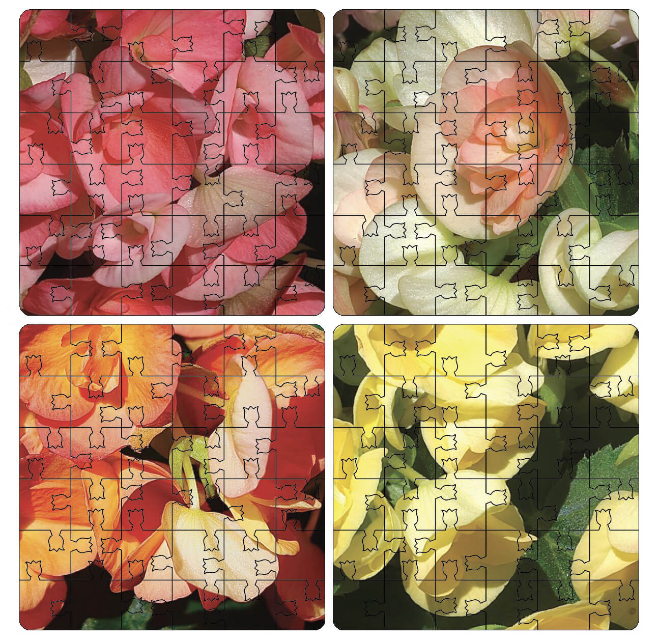 Flower Puzzle Coaster Set | Wooden Puzzle Coasters - Image 3