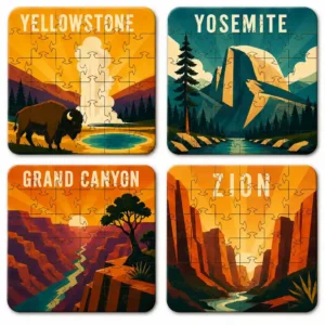 Iconic National Parks Puzzle Coaster Set | Wooden Puzzle Coasters - Image 3