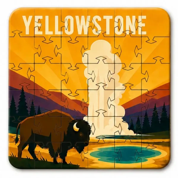 Iconic National Parks Puzzle Coaster Set | Wooden Puzzle Coasters