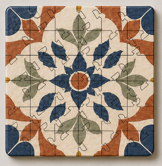 Spanish Mosaic Puzzle Coaster Set | Wooden Puzzle Coasters
