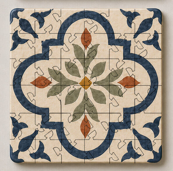 Spanish Mosaic Puzzle Coaster Set | Wooden Puzzle Coasters