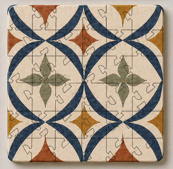 Spanish Mosaic Puzzle Coaster Set | Wooden Puzzle Coasters