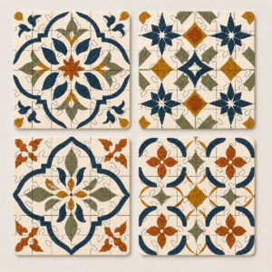 Spanish Mosaic Puzzle Coaster Set | Wooden Puzzle Coasters - Image 4