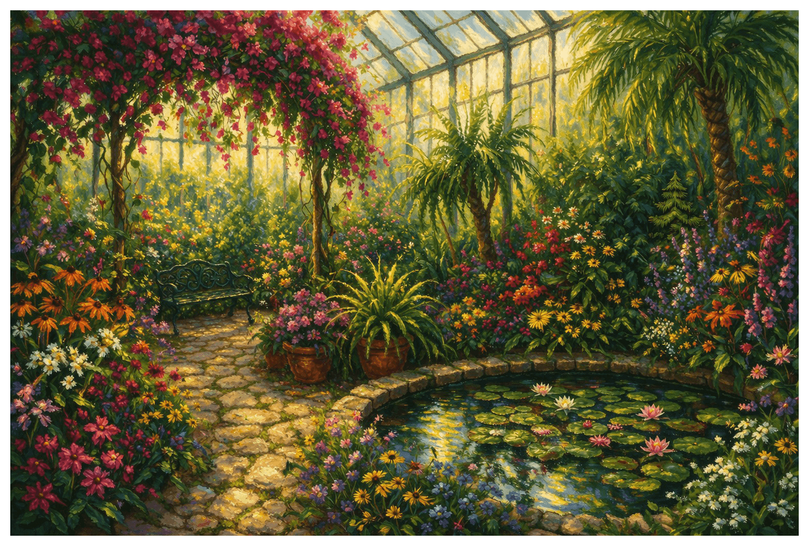 Sunlit Evergreen Conservatory | Premium Wooden Jigsaw Puzzle - Image 2